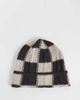 Weekday Weekday knitted beanie in dark brown and off-white check - 3