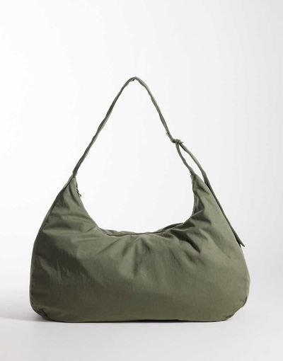 Weekday Weekday large nylon tote in khaki green