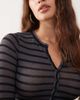 Weekday Weekday long sleeve henley t-shirt in gray & black stripes - 3