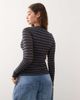 Weekday Weekday long sleeve henley t-shirt in gray & black stripes - 4