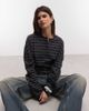 Weekday Weekday long sleeve Henley top with cinched waist in gray stripe - 1