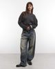 Weekday Weekday long sleeve Henley top with cinched waist in gray stripe - 2