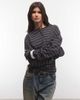 Weekday Weekday long sleeve Henley top with cinched waist in gray stripe - 3