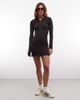 Weekday Weekday long sleeve mini dress with snap detail in dark brown - 1
