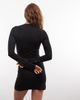 Weekday Weekday long sleeve mini dress with snap detailing in black - 4