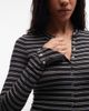 Weekday Weekday long sleeve mini dress with snaps in black & gray stripes - 4