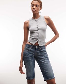 Weekday Weekday low rise slim fit denim shorts in faded blue