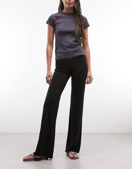 Weekday Weekday low rise waistband detail bootcut pants in black