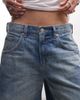 Weekday Weekday low waist baggy denim shorts with twisted front seam in blue wash - 3