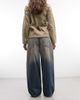 Weekday Weekday low waist baggy wide leg jeans with distressed details in blue with pink tint - 3