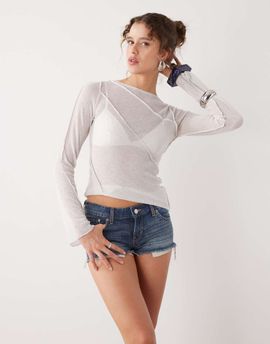 Weekday Weekday low waist denim hot pant shorts in blue