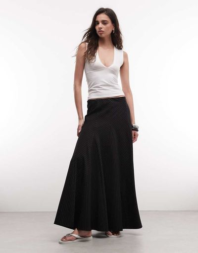 Weekday Weekday maxi skirt in black pinstripe