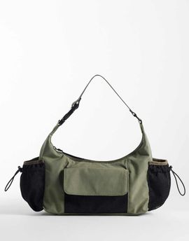 Weekday Weekday mesh drawstring detail purse in khaki green