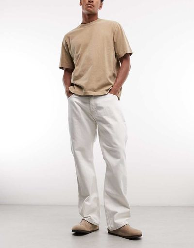 Weekday Weekday Meteor low rise relaxed fit jeans in dirty white