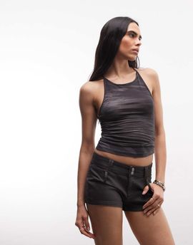 Weekday Weekday micro shorts in black-White