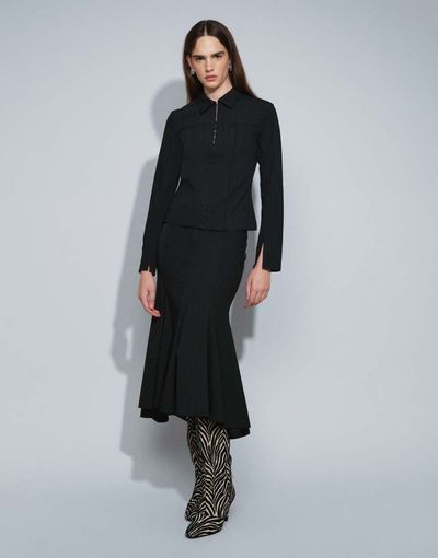 Weekday Weekday midi skirt with mermaid hem in black stripes - part of a set