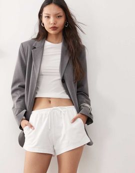 Weekday Weekday mini jersey shorts in white