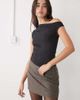Weekday Weekday mini skirt with raw edges in dark mole herringbone - part of a set-Brown - 1
