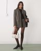 Weekday Weekday mini skirt with raw edges in dark mole herringbone - part of a set-Brown - 2
