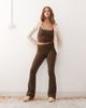 Weekday Weekday mix and match seamless stretch flared yoga leggings in dark brown - 1