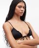 Weekday Weekday mix and match tie front frilly triangle bikini top in black - 1