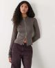 Weekday Weekday mock neck zip through long sleeve top in washed gray - 1