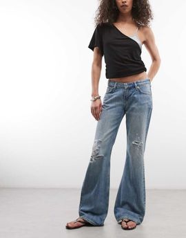 Weekday Weekday Nova low waist slim flared jeans in blue wash