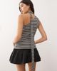 Weekday Weekday one shoulder halter top in off-black & gray stripe exclusive to ASOS - 4