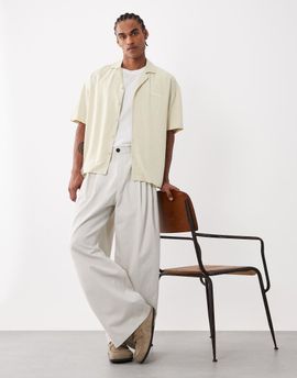Weekday Weekday oversized chino pants in light beige-Neutral