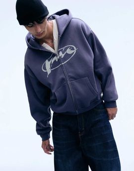 Weekday Weekday oversized hoodie with scribble graphic in washed purple