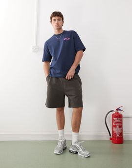 Weekday Weekday oversized jersey shorts in dark mole-Gray