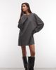 Weekday Weekday oversized long sleeve t-shirt dress in charcoal - exclusive to ASOS-Gray - 1