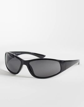 Weekday Weekday oversized racer sunglasses in black with black lense