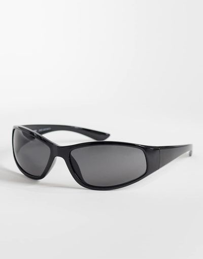 Weekday Weekday oversized racer sunglasses in black with black lense