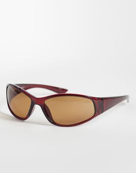 Weekday Weekday oversized racer sunglasses in red with brown lense