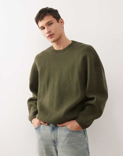 Weekday Weekday oversized sweater in khaki green