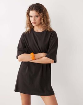 Weekday Weekday oversized T-shirt dress in dark brown
