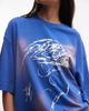 Weekday Weekday oversized t-shirt with spray graphic print in washed blue - 4