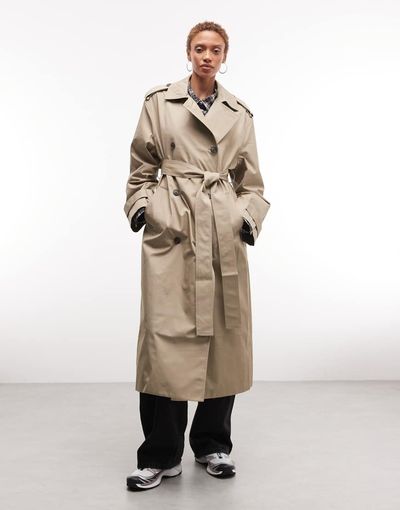 Weekday Weekday oversized trench coat in beige-Brown
