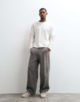 Weekday Weekday oversized wide leg sweatpants with seam detail in gray