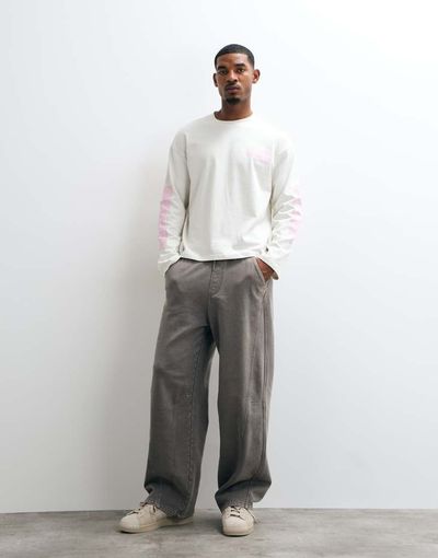 Weekday Weekday oversized wide leg sweatpants with seam detail in gray