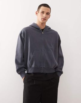 Weekday Weekday oversized zip through hoodie in navy
