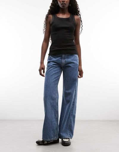 Weekday Weekday Paz mid waist wide leg jeans in blue