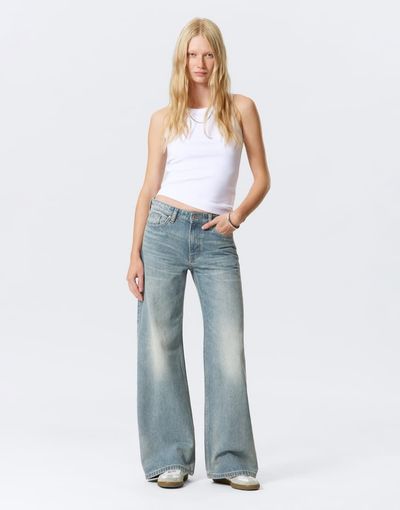 Weekday Weekday Paz mid waist wide leg jeans in washed blue