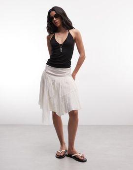 Weekday Weekday pleated asymmetric cut midi skirt in off-white