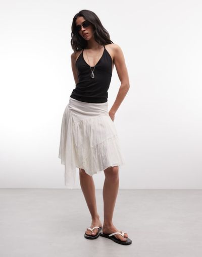 Weekday Weekday pleated asymmetric cut midi skirt in off-white