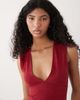 Weekday Weekday plunge V-neck top in cherry red - 1