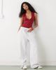 Weekday Weekday plunge V-neck top in cherry red - 2