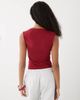 Weekday Weekday plunge V-neck top in cherry red - 4