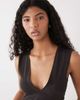 Weekday Weekday plunge v-neck top in dark brown - 2